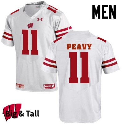 Men's Wisconsin Badgers NCAA #11 Jazz Peavy White Authentic Under Armour Big & Tall Stitched College Football Jersey KH31K83WA
